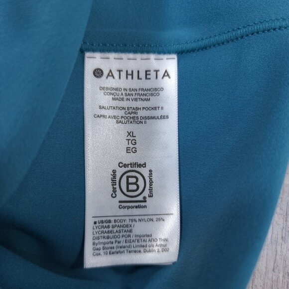 Athleta Pants Womens XL Blue Salutation High Rise Capri Lightweight Knit Comfort - Picture 6 of 7